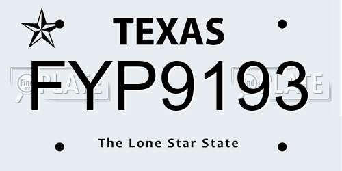 FYP9193 Texas License Plate