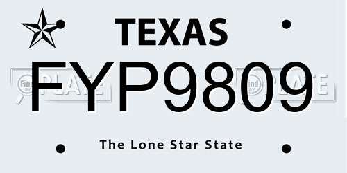 FYP9809 Texas License Plate