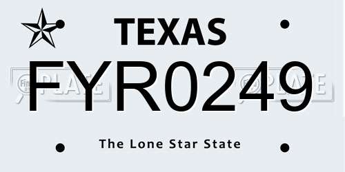 FYR0249 Texas License Plate