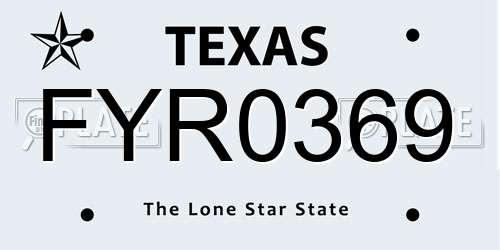 FYR0369 Texas License Plate