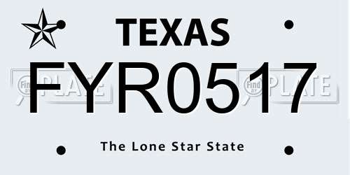 FYR0517 Texas License Plate