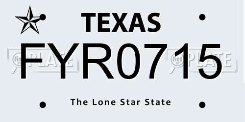 FYR0715 Texas License Plate