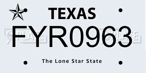 FYR0963 Texas License Plate
