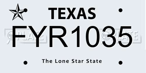 FYR1035 Texas License Plate