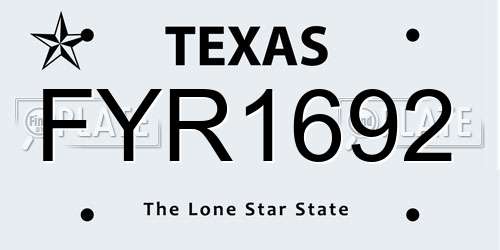 FYR1692 Texas License Plate