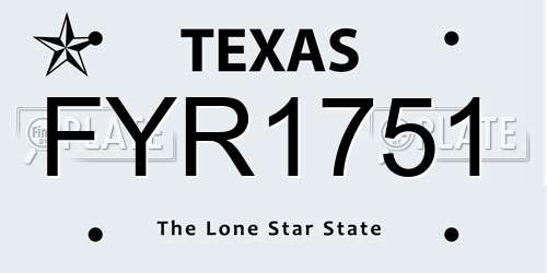 FYR1751 Texas License Plate