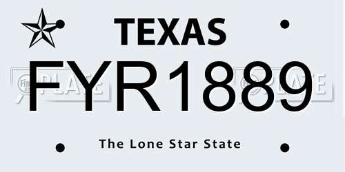 FYR1889 Texas License Plate