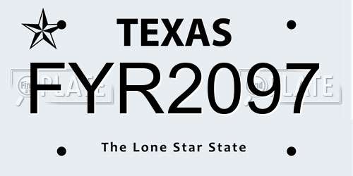 FYR2097 Texas License Plate
