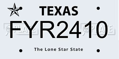 FYR2410 Texas License Plate