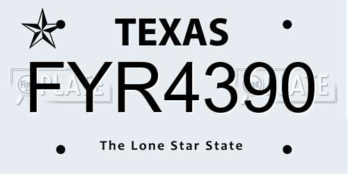 FYR4390 Texas License Plate