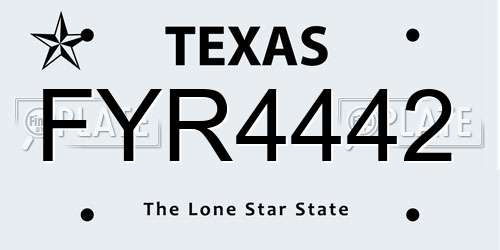 FYR4442 Texas License Plate