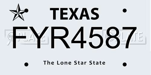 FYR4587 Texas License Plate