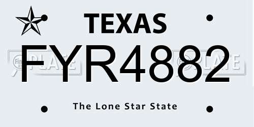 FYR4882 Texas License Plate