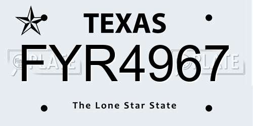FYR4967 Texas License Plate