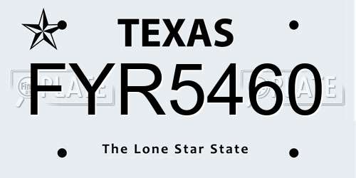 FYR5460 Texas License Plate