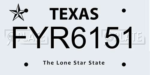 FYR6151 Texas License Plate