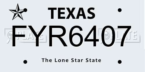 FYR6407 Texas License Plate