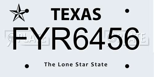 FYR6456 Texas License Plate