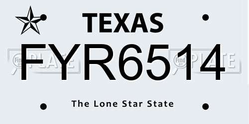 FYR6514 Texas License Plate