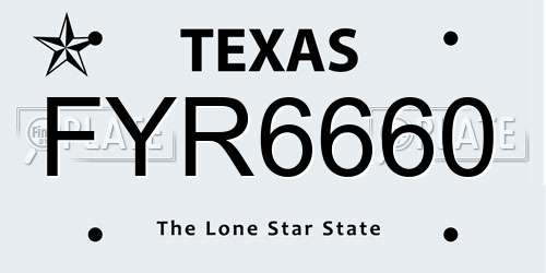 FYR6660 Texas License Plate