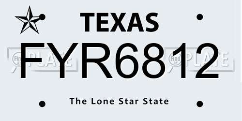 FYR6812 Texas License Plate