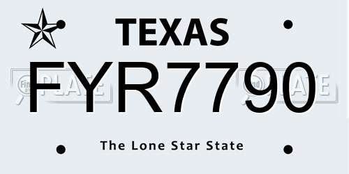 FYR7790 Texas License Plate