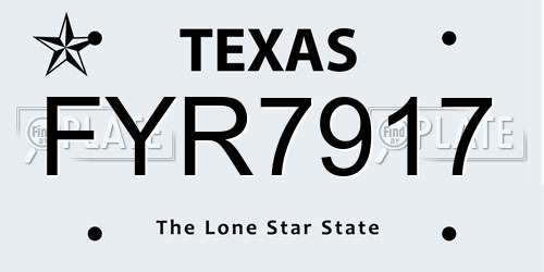 FYR7917 Texas License Plate