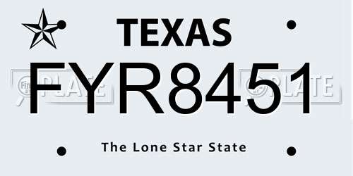 FYR8451 Texas License Plate