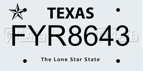 FYR8643 Texas License Plate