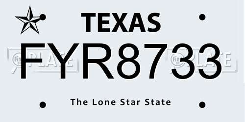 FYR8733 Texas License Plate