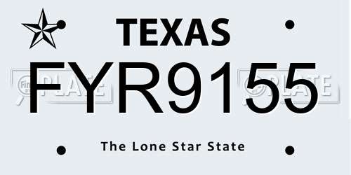 FYR9155 Texas License Plate