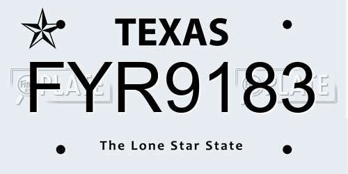 FYR9183 Texas License Plate