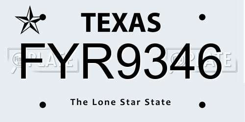 FYR9346 Texas License Plate