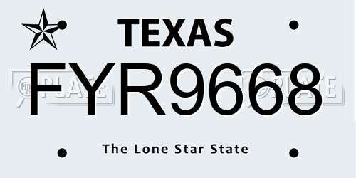 FYR9668 Texas License Plate