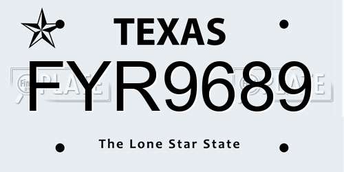 FYR9689 Texas License Plate