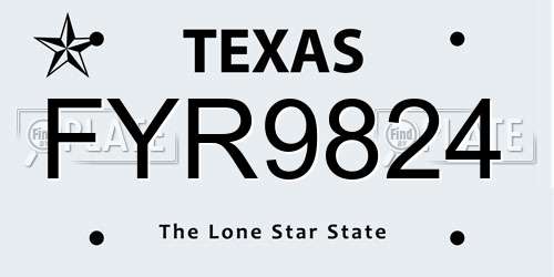 FYR9824 Texas License Plate