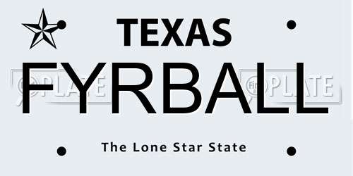 FYRBALL Texas License Plate
