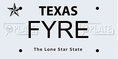 FYRE Texas License Plate