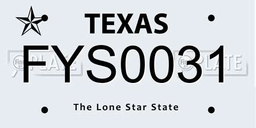 FYS0031 Texas License Plate