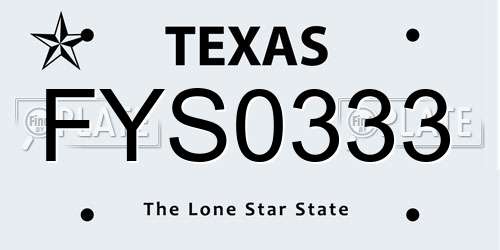 FYS0333 Texas License Plate