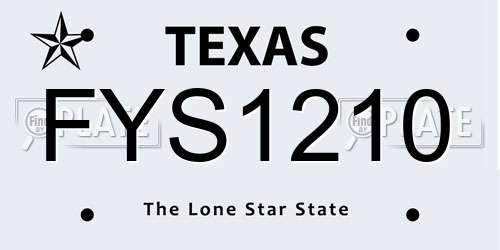FYS1210 Texas License Plate