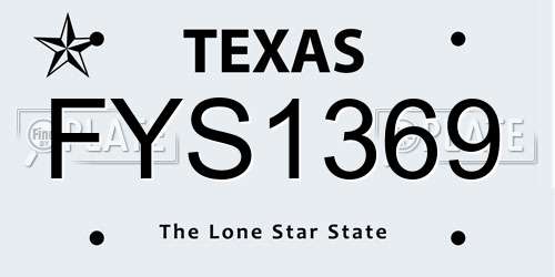 FYS1369 Texas License Plate