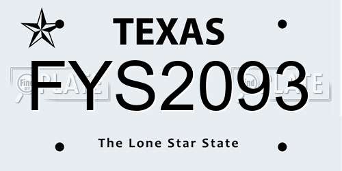 FYS2093 Texas License Plate