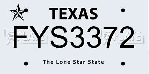 FYS3372 Texas License Plate