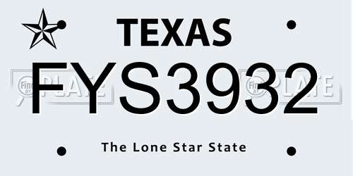 FYS3932 Texas License Plate