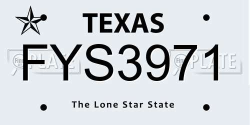 FYS3971 Texas License Plate