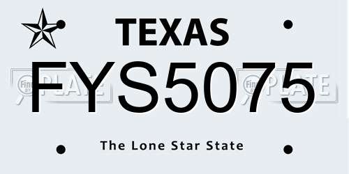 FYS5075 Texas License Plate