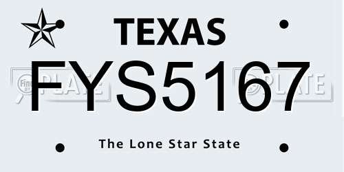 FYS5167 Texas License Plate