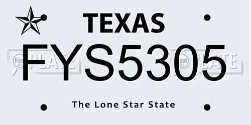 FYS5305 Texas License Plate