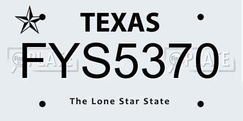FYS5370 Texas License Plate